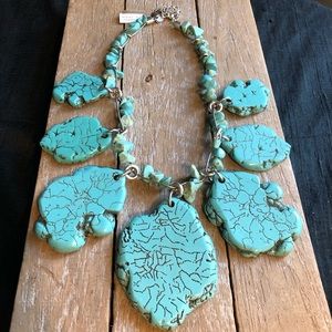 NWT Statement Necklace!!  Faux Turquoise Chunks intertwined with smaller pieces